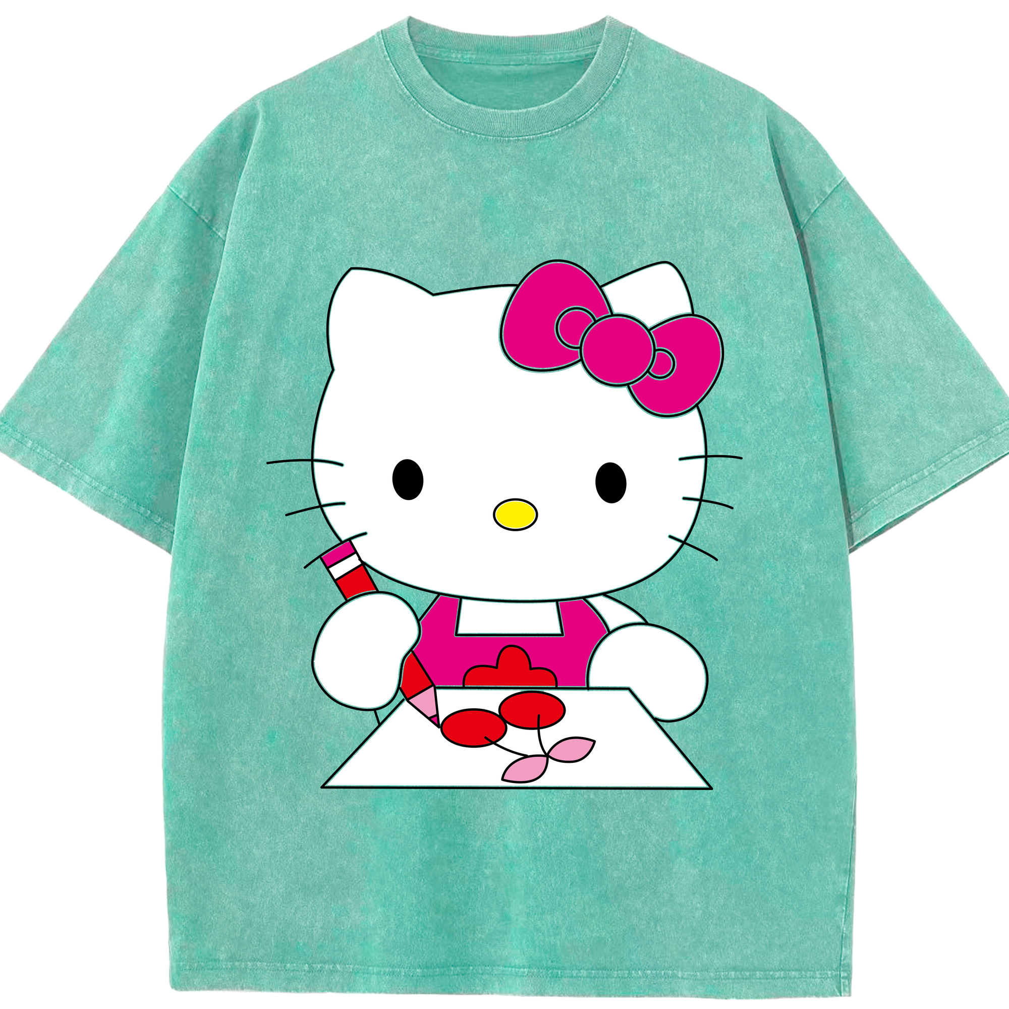 （画像用） Hello Kitty ハローキティ 綿100% ヴィンテージ風 半袖Tシャツ（フロントプリント）